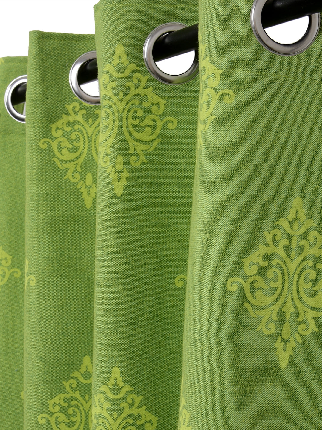 Soumya Floral Printed Solid Premium Green Cotton Curtain, Pack of 1