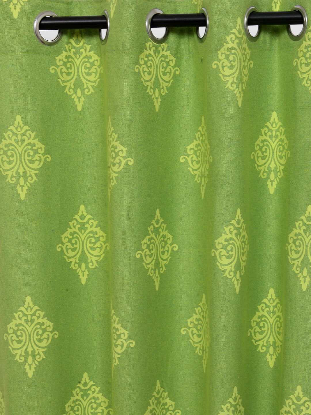 Soumya Floral Printed Solid Premium Green Cotton Curtain, Pack of 1