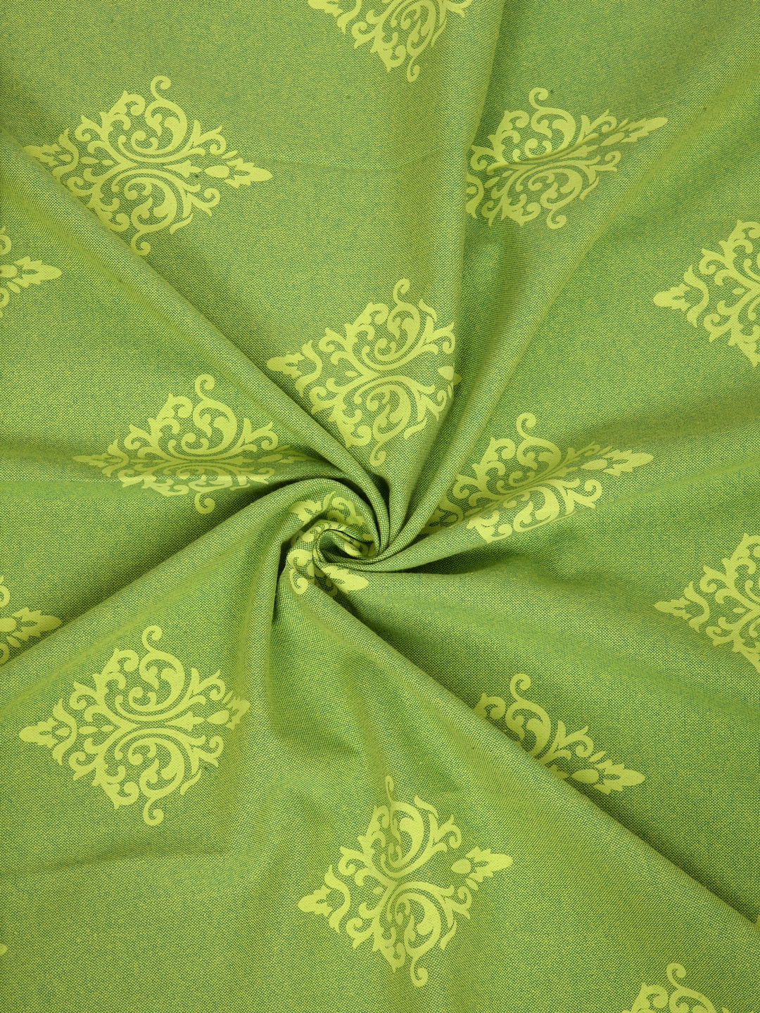 Soumya Floral Printed Solid Premium Green Cotton Curtain, Pack of 1