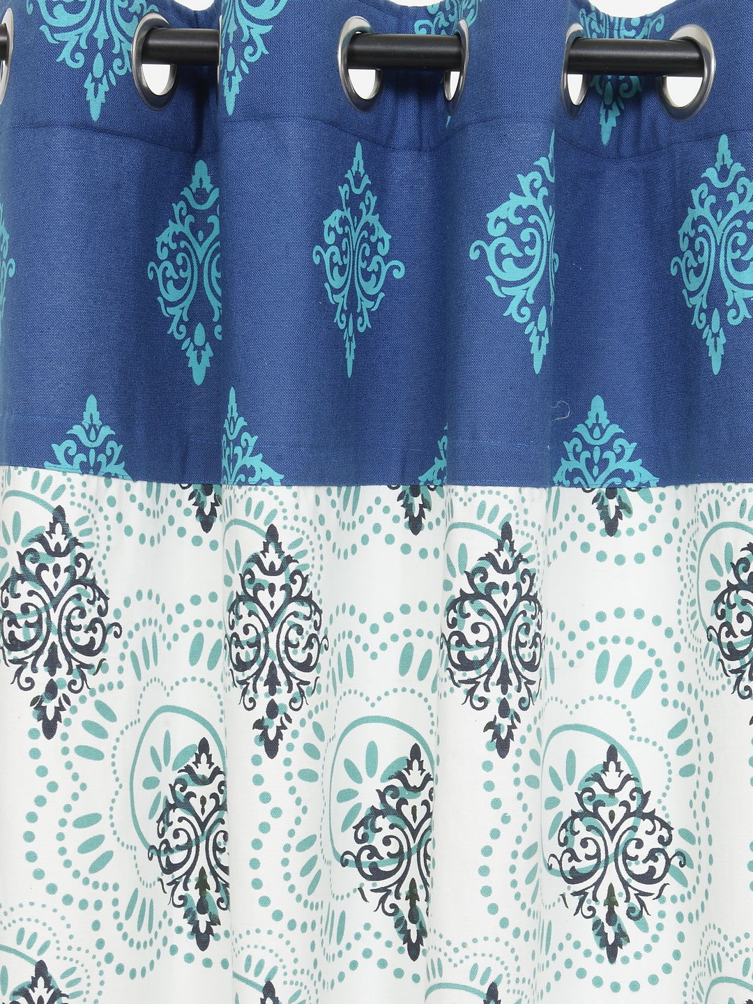 Soumya Floral Printed Premium Blue Cotton Curtain, Pack of 1