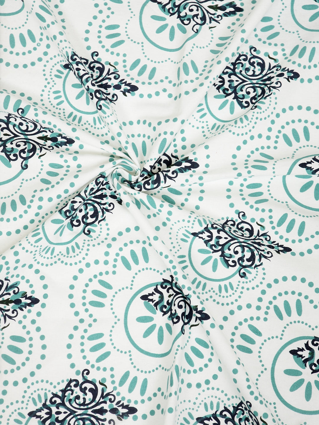 Soumya Floral Printed Premium Blue Cotton Curtain, Pack of 1
