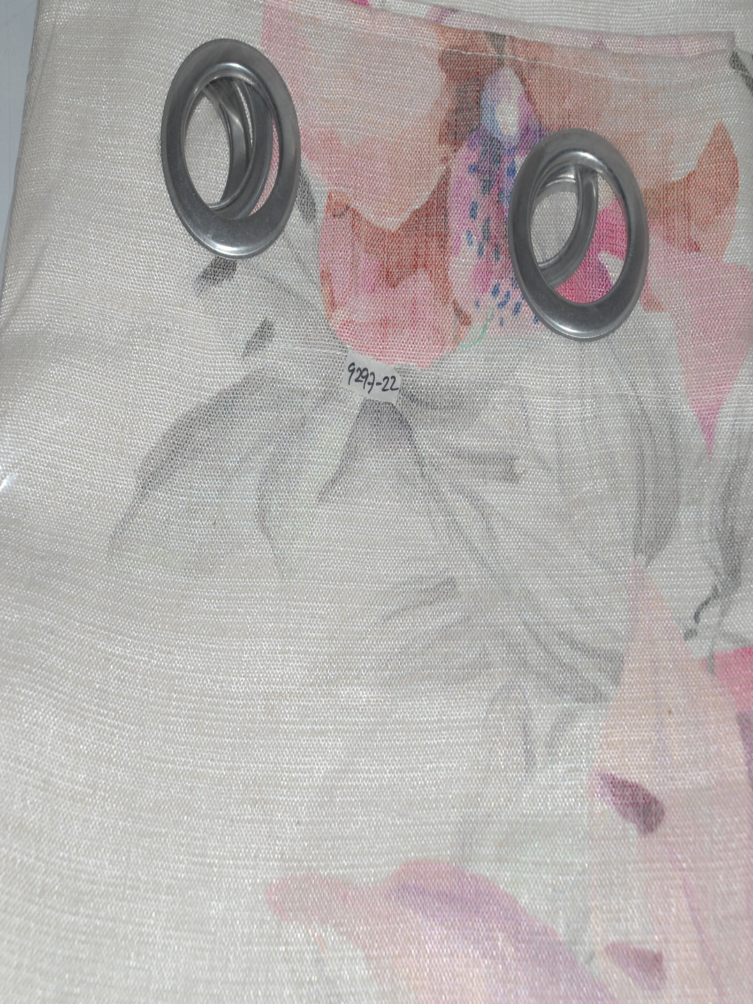 Soumya Floral Jute Digital Printed Premium Lilly Pink Eyelet Curtain, Pack of 1