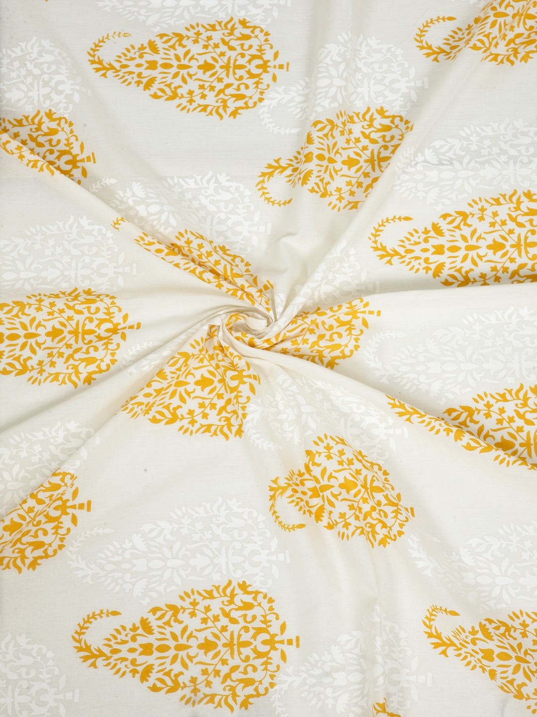 Soumya 100 % Cotton Voile Fabric Printed Yellow Eyelet Curtain, Pack of 1