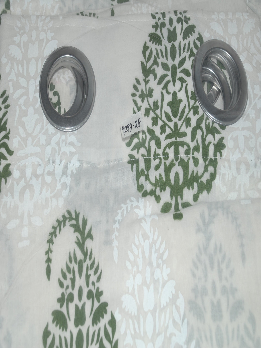 Soumya 100 % Cotton Voile Fabric Printed Green Eyelet Curtain, Pack of 1