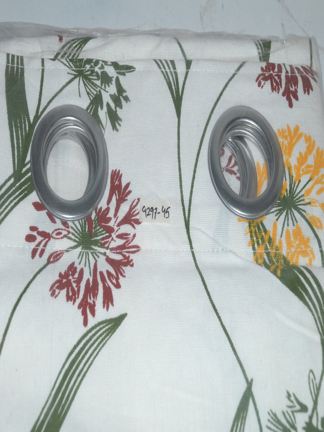 Soumya 100% Cotton Floral Design Green Color Eyelet Curtain, Pack of 1