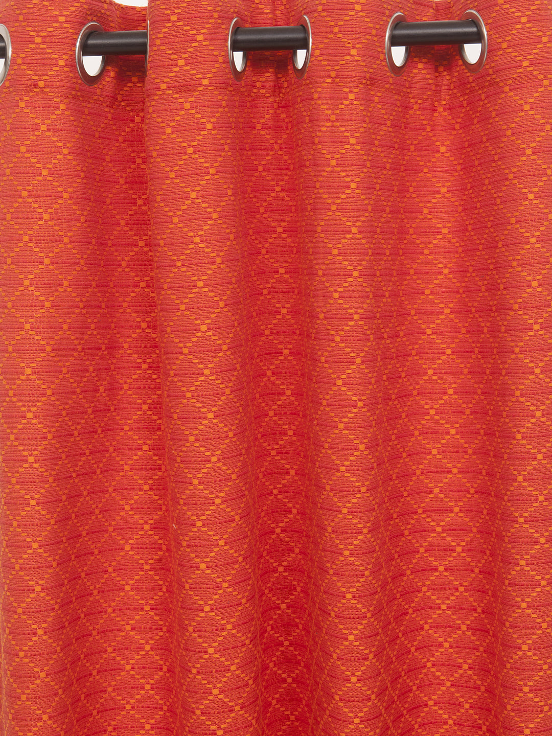 Soumya Cotton Dobby Grommet Rust Eyelet Curtain, Pack of 1