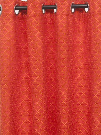 Soumya Cotton Dobby Grommet Rust Eyelet Curtain, Pack of 1