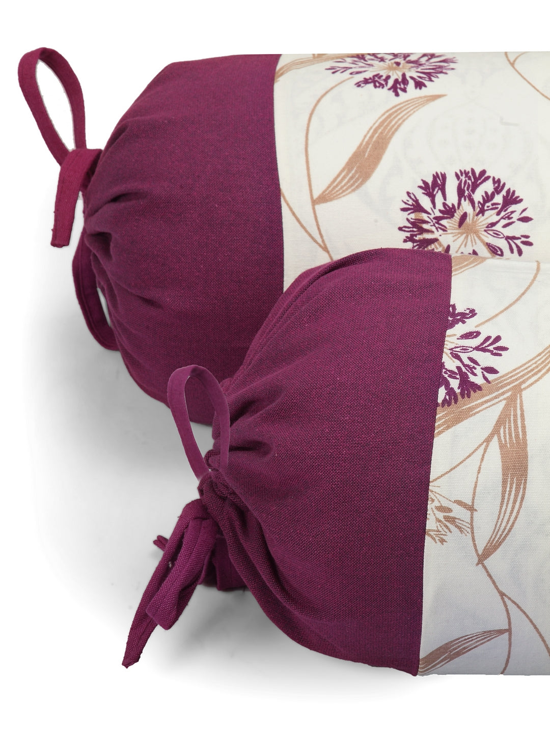 Mix n Match Premium Cotton Floral Design Wine Color Diwan set, 1 Diwan Sheet, 2 Bolster Cover, 3 Cushion Covers