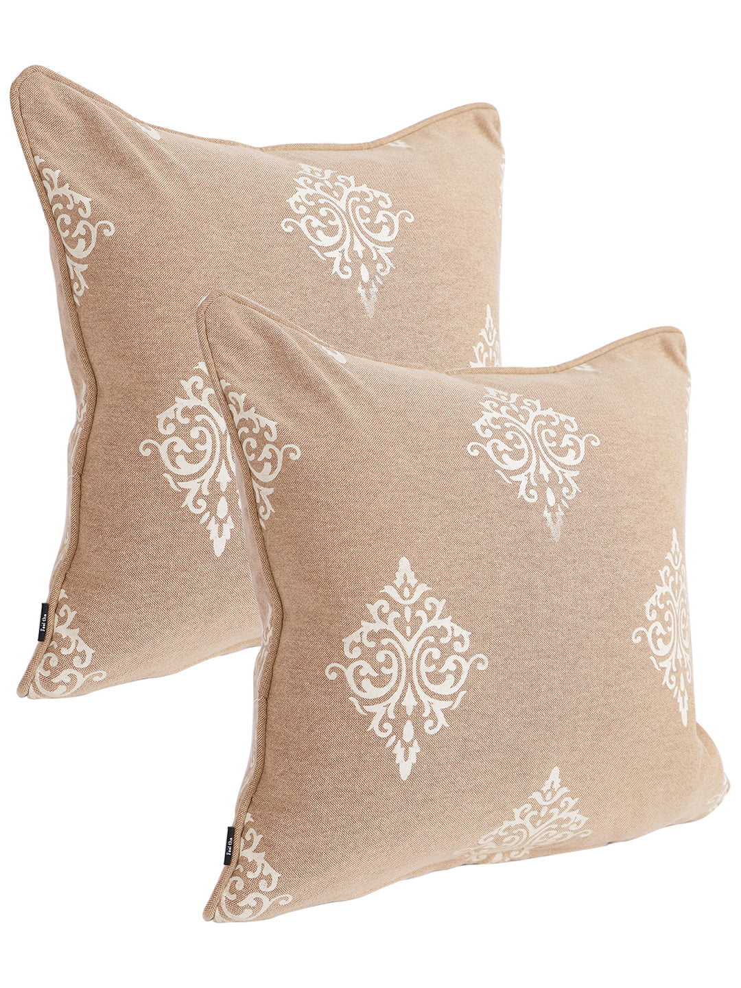 Set of 2 Premium Cotton Abstract Beige Color Cushion Cover, 2 pc Cushion Cover