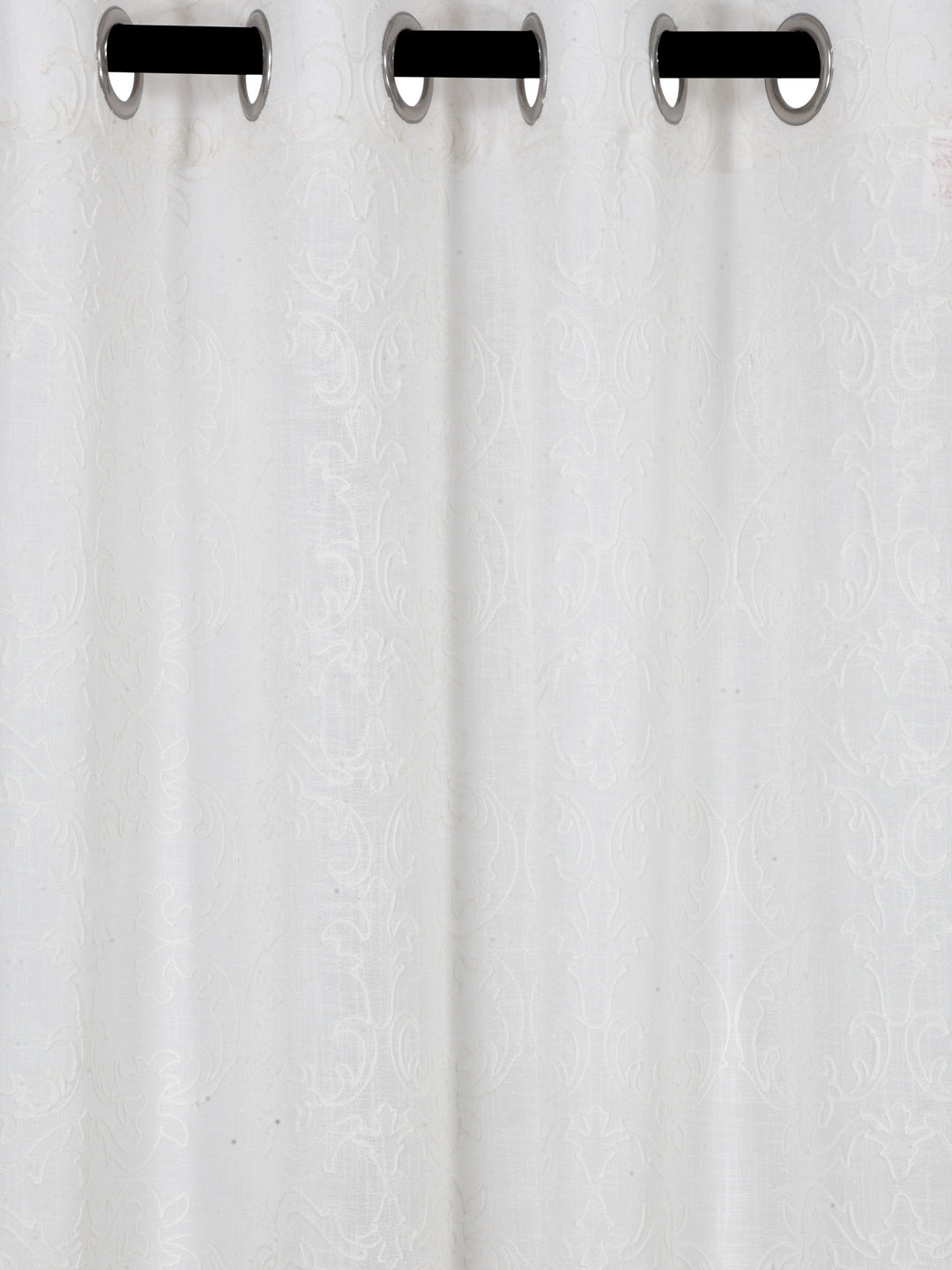 Soumya Premium Linen Embrodiery Lightweight Sheer Curtain Off White Color, Pack of 1