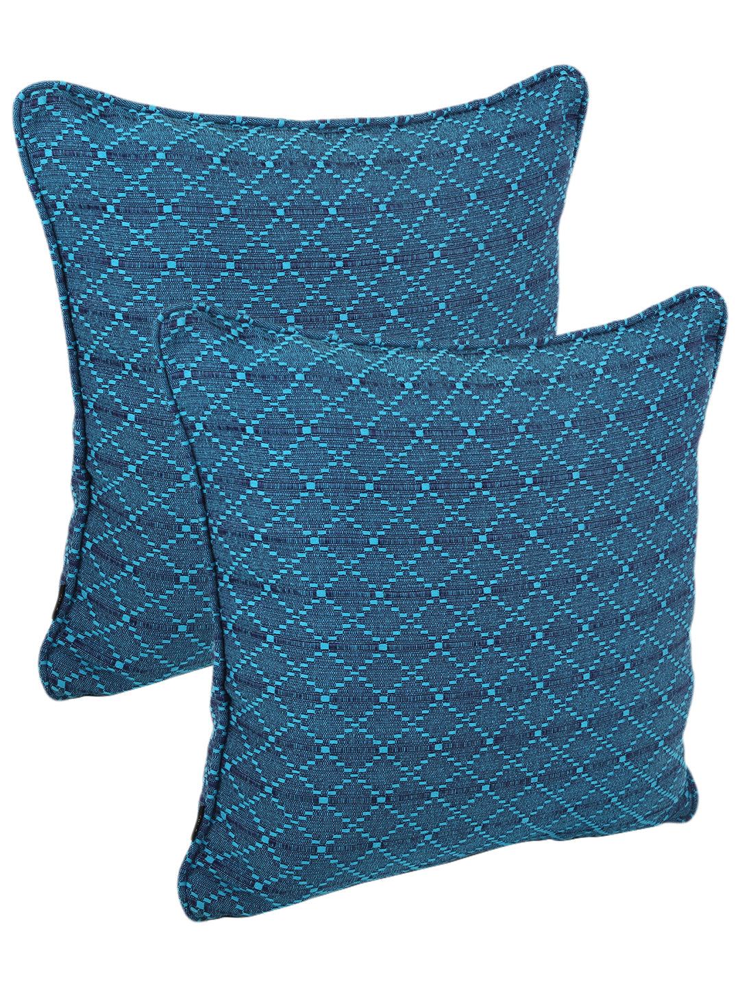 Set of 2 Premium Cotton Self Design Blue Color Cushion Cover, 2 pc Cushion Cover