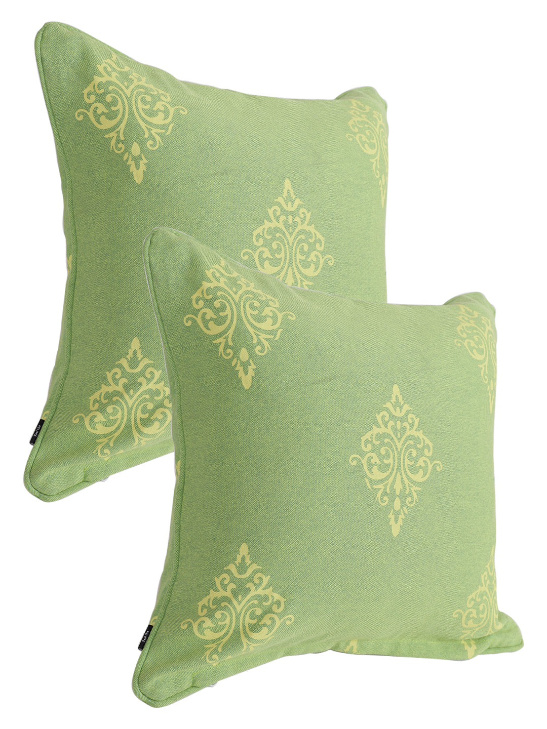 Set of 2 Premium Cotton Abstract Green Color Cushion Cover, 2 pc Cushion Cover