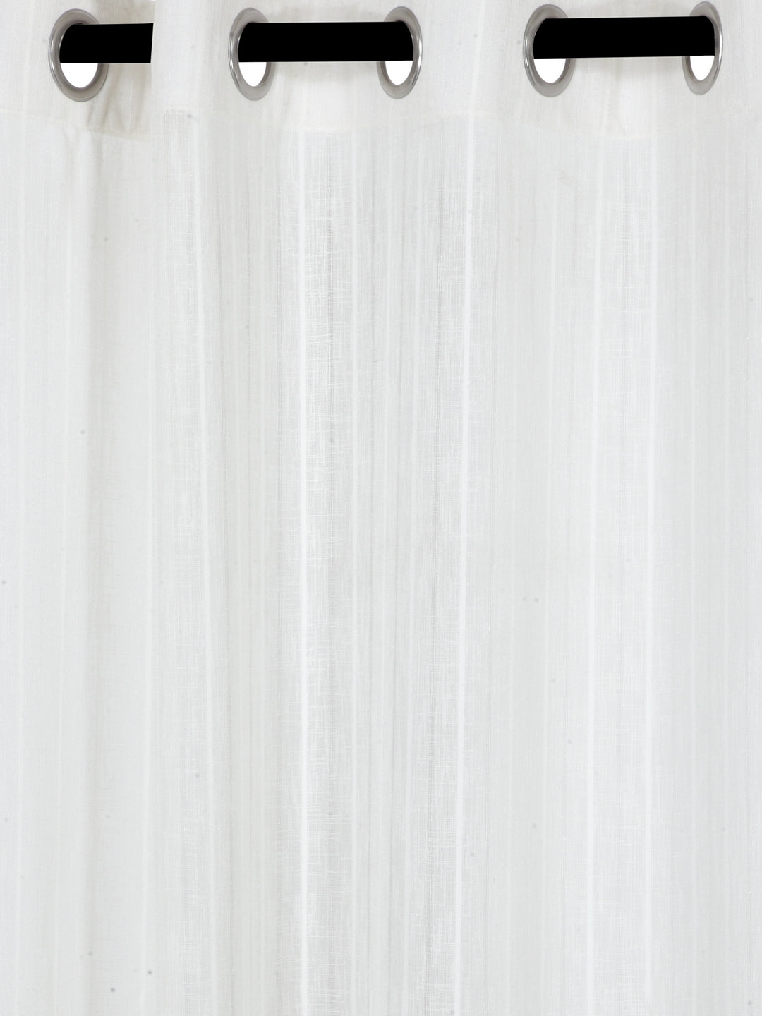 Soumya Premium Lightweight Solid Stripes Sheer Off White Color Linen Curtain, Pack of 1