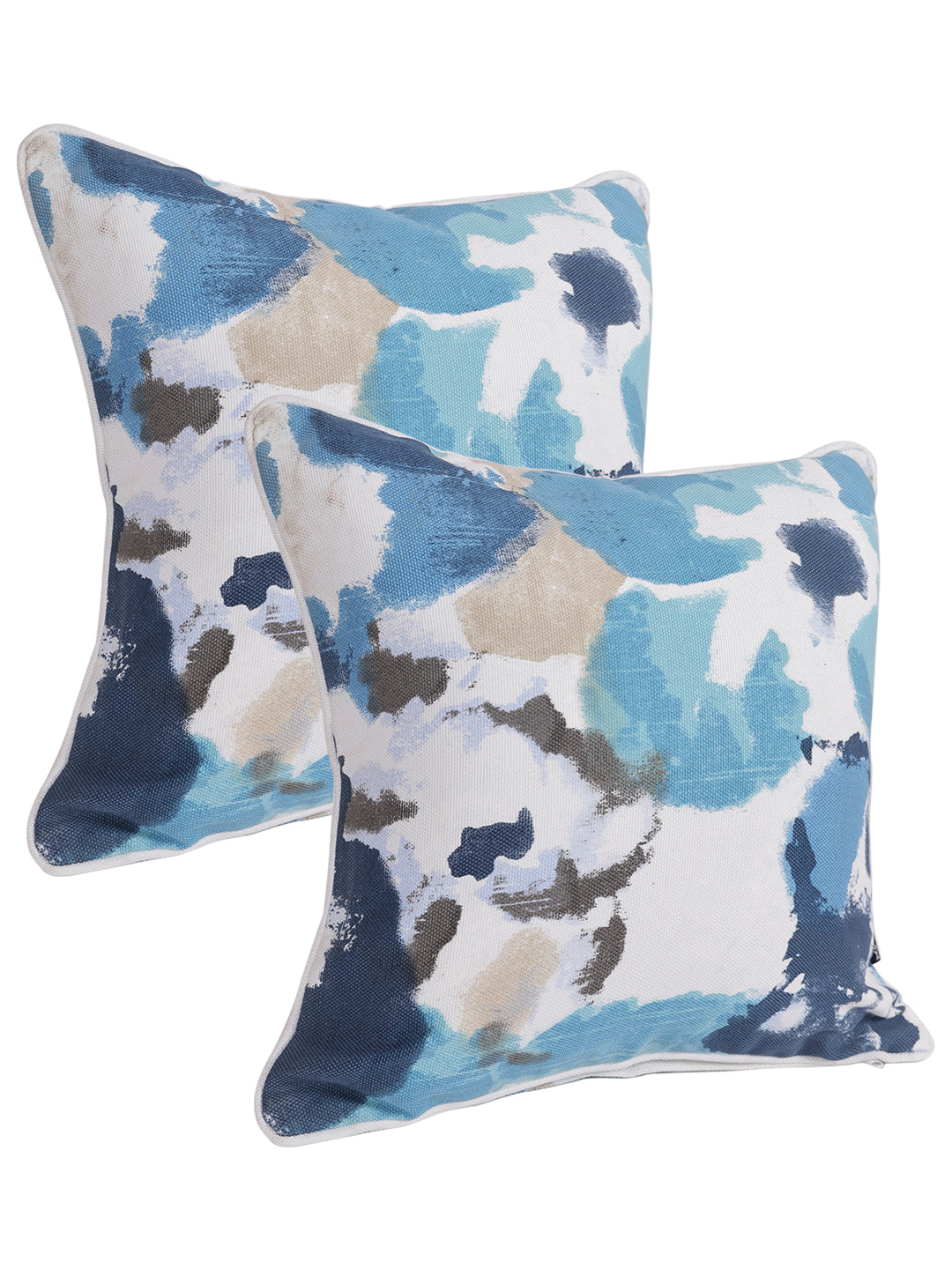 Set of 2 Premium Cotton Abstract Blue Color Cushion Cover, 2 pc Cushion Cover