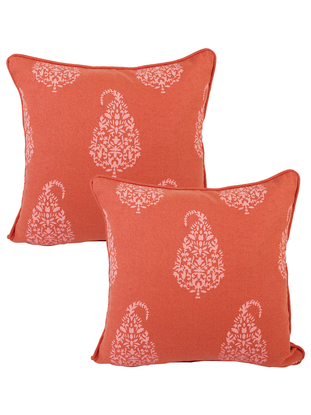 Soumya Rust 2 Pieces Ethnic Motifs Square Pure Cotton Cushion Covers