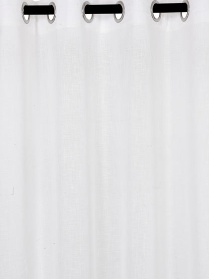 Soumya Premium Lightweight Solid Sheer Off White Color Linen Curtain, Pack of 1