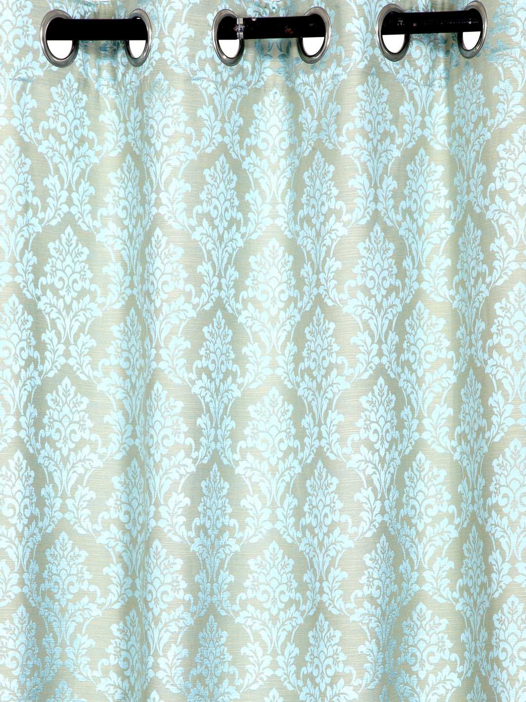 Soumya Hi end Satin Finish Premium Fabric Self Design Blue Color Curtain, 1 pc