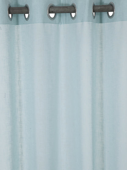 Soumya Premium Lightweight Solid Sheer Firozi/Aqua Color Linen Curtain, Pack of 1