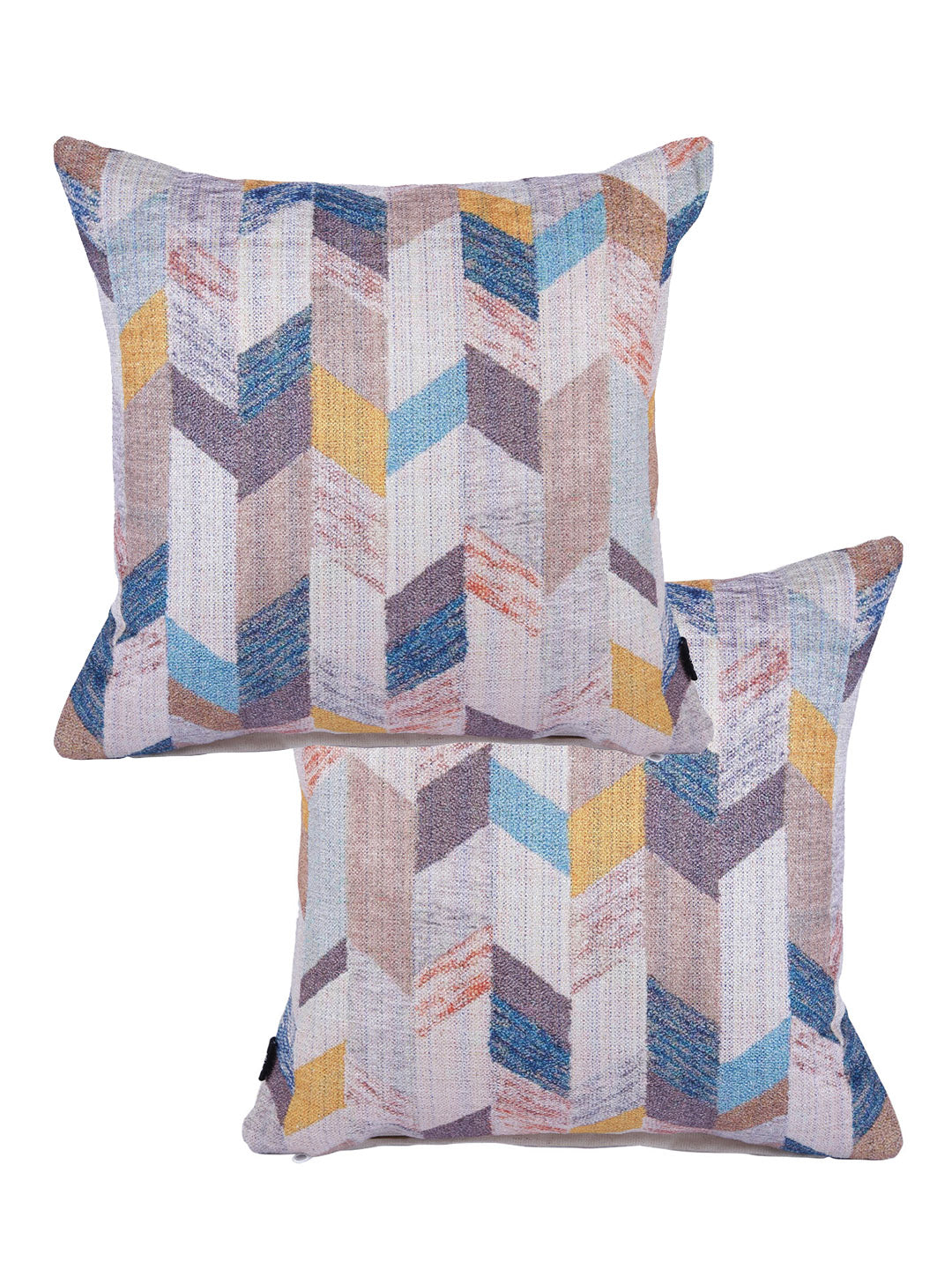 Soumya Grey & White 2 Pieces Geometric Square Cushion Covers