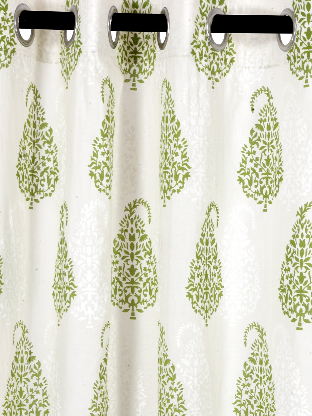 Soumya 100 % Cotton Voile Fabric Printed Light Green Eyelet Curtain, Pack of 1