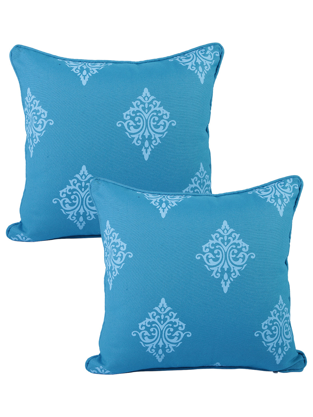 Soumya 2 Pieces Blue Ethnic Motifs Pure Cotton Square Cushion Covers