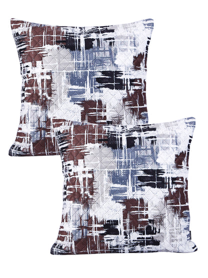 Soumya Brown & White2 Pieces Abstract Textured Square Cushion Covers