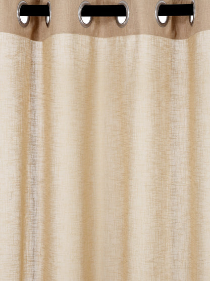 Soumya Premium Lightweight Solid Sheer Khakhi/Beige Color Linen Curtain, Pack of 1