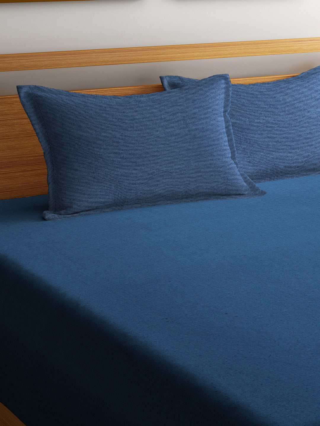 Set of 3 Premium Plain Cotton Double Bedcover Set, 1 Double Bedcover, with 2 Pillow Cover