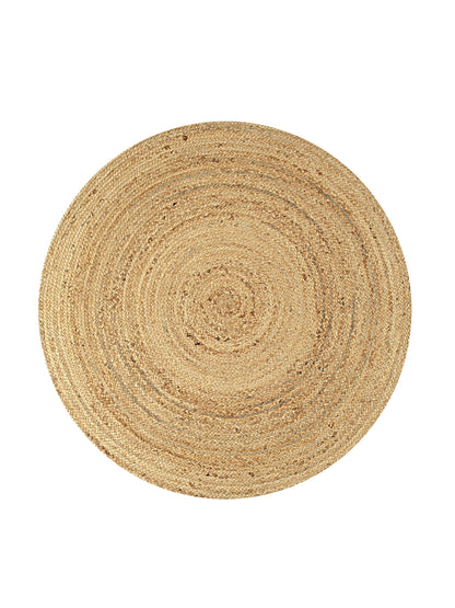 Natural Jute Braided Washable Printed Round Mat Black and Beige Color for Door and Bed Side, 1 Pc. Mat