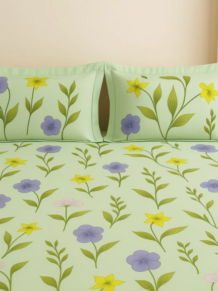 Floral Bliss – Premium Gift-Wrapped Bedsheet Set (3 Pc)