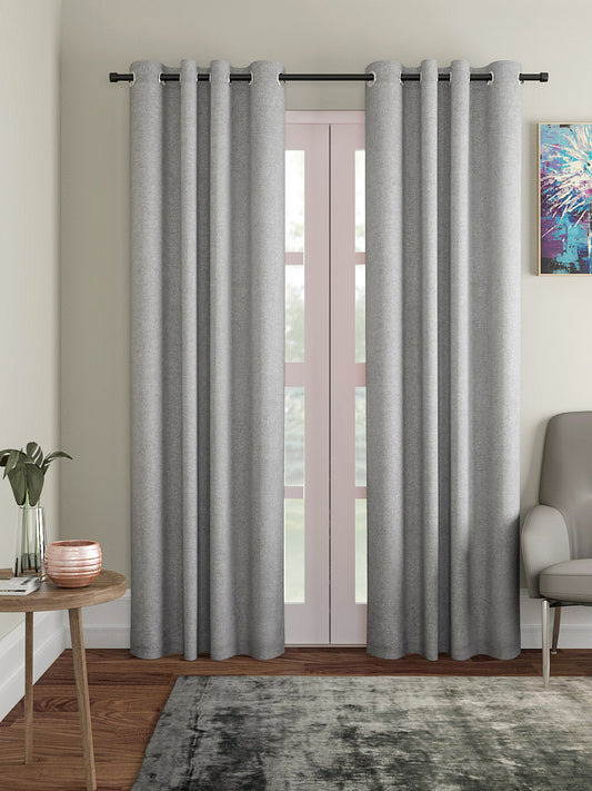 Soumya Premium Jute Finish Solid Grey/Silver Color Curtain, Pack of 1