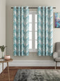 Soumya Cotton Abstract Design Firozi Color Eyelet Curtain, Pack of 1