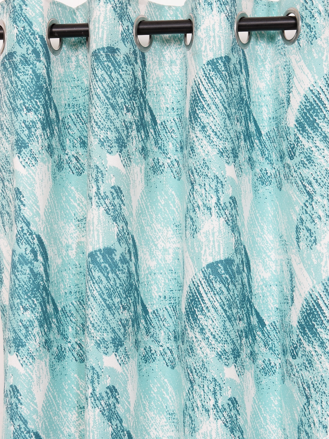 Soumya Cotton Abstract Design Firozi Color Eyelet Curtain, Pack of 1