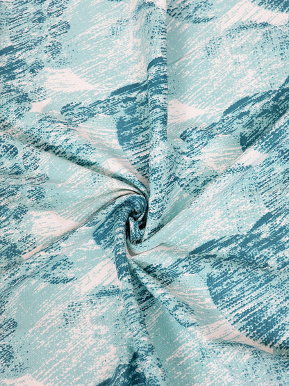 Soumya Cotton Abstract Design Firozi Color Eyelet Curtain, Pack of 1