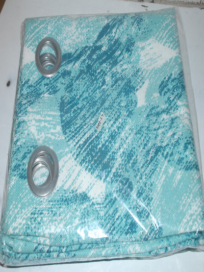 Soumya Cotton Abstract Design Firozi Color Eyelet Curtain, Pack of 1