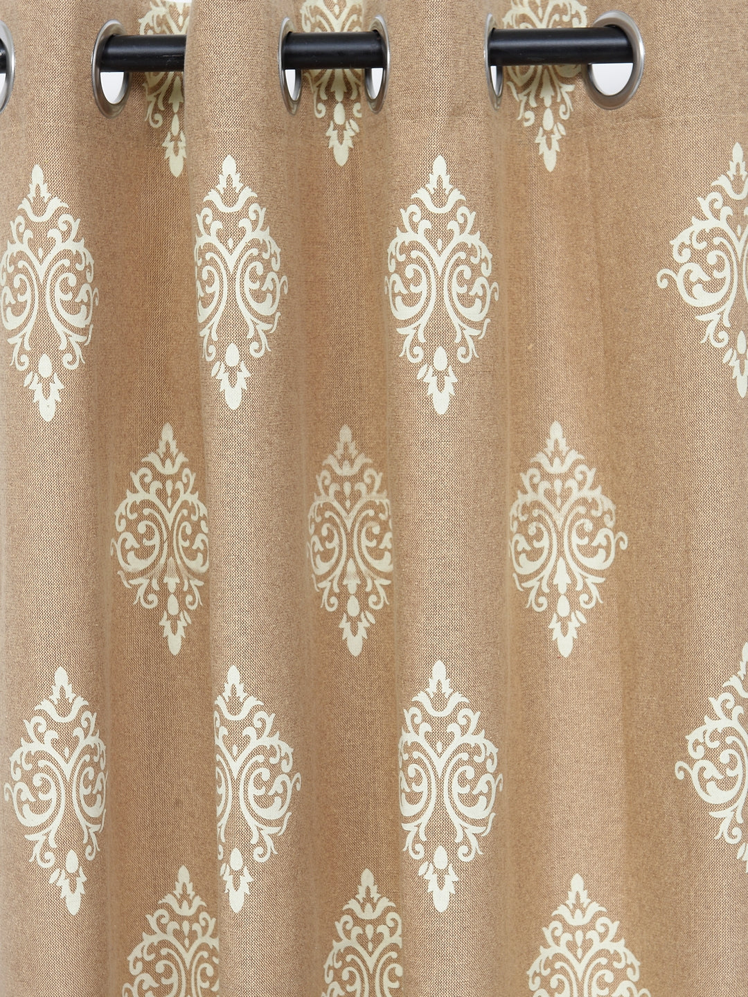 Soumya Floral Printed Solid Premium Beige Cotton Curtain, Pack of 1