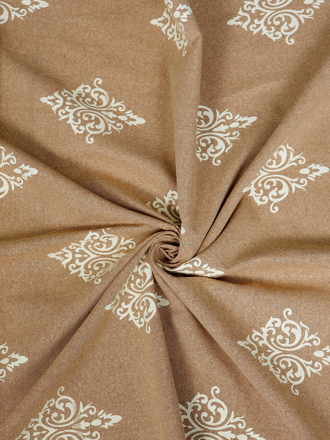 Soumya Floral Printed Solid Premium Beige Cotton Curtain, Pack of 1