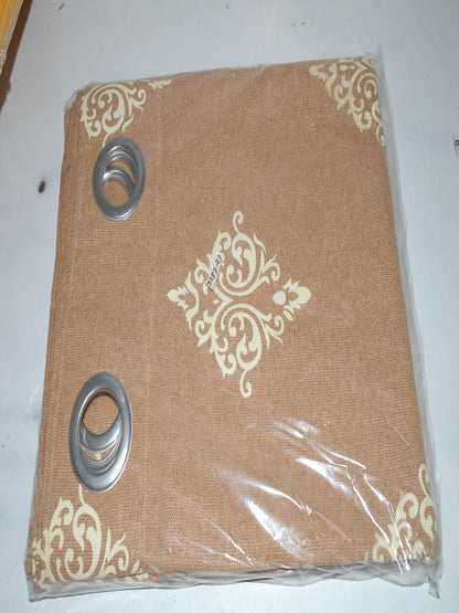 Soumya Floral Printed Solid Premium Beige Cotton Curtain, Pack of 1