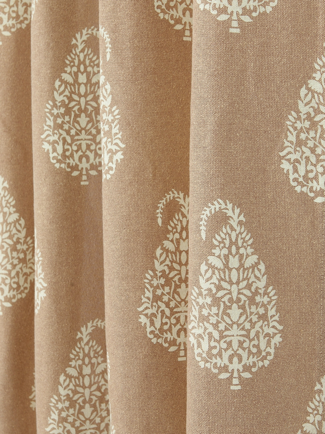 Soumya Floral Cotton Paisley Design Beige Eyelet Curtain, Pack of 1