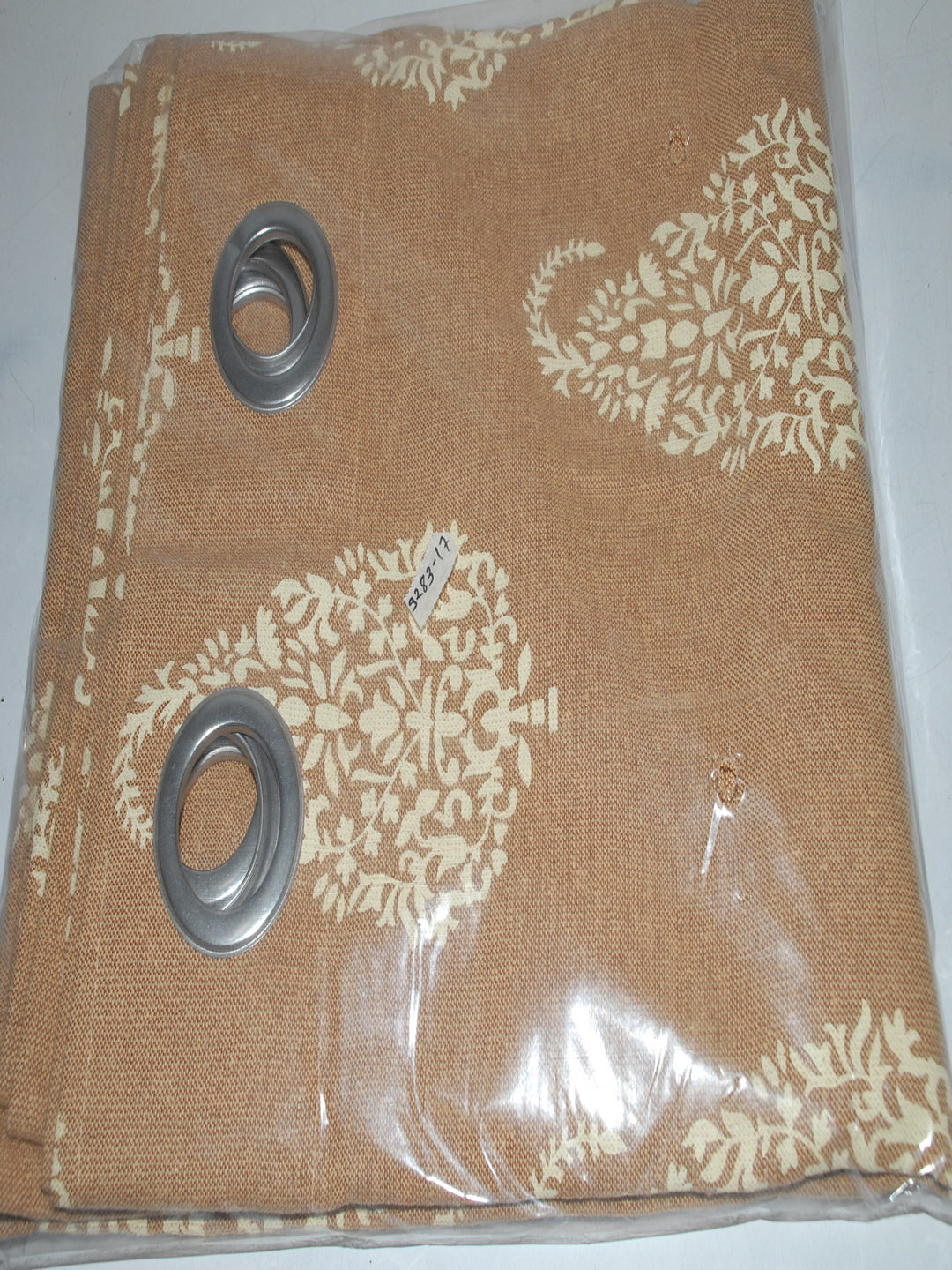 Soumya Floral Cotton Paisley Design Beige Eyelet Curtain, Pack of 1
