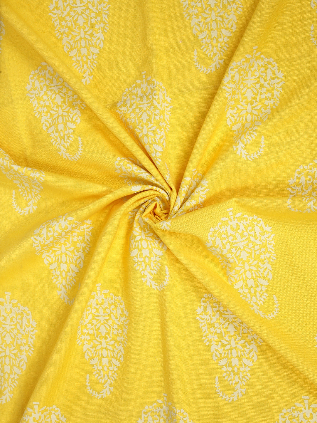 Soumya Floral Cotton Paisley Design Yellow Eyelet Curtain, Pack of 1