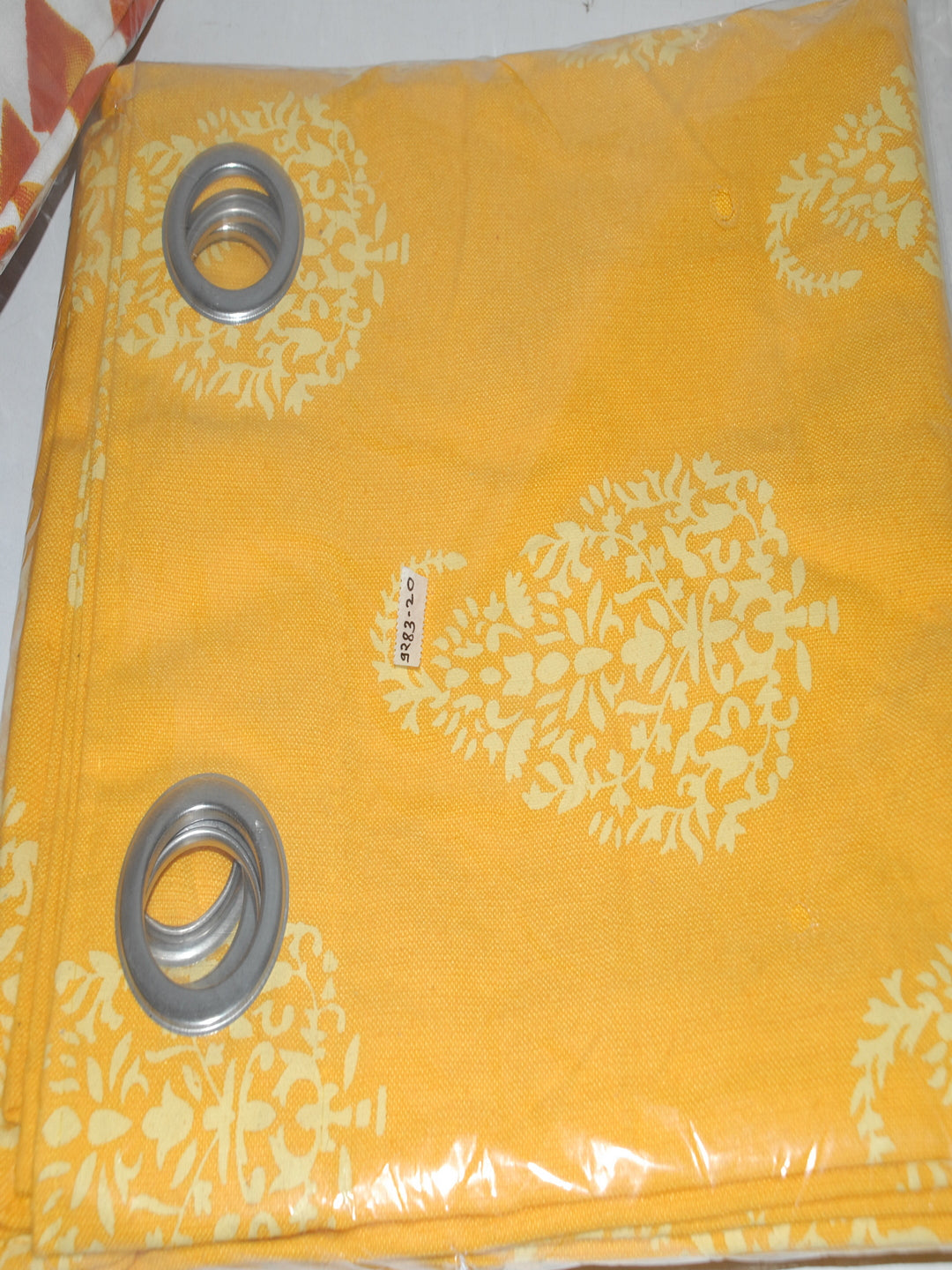 Soumya Floral Cotton Paisley Design Yellow Eyelet Curtain, Pack of 1