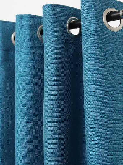 Soumya Premium Jute Finish Solid Blue Color Curtain, Pack of 1