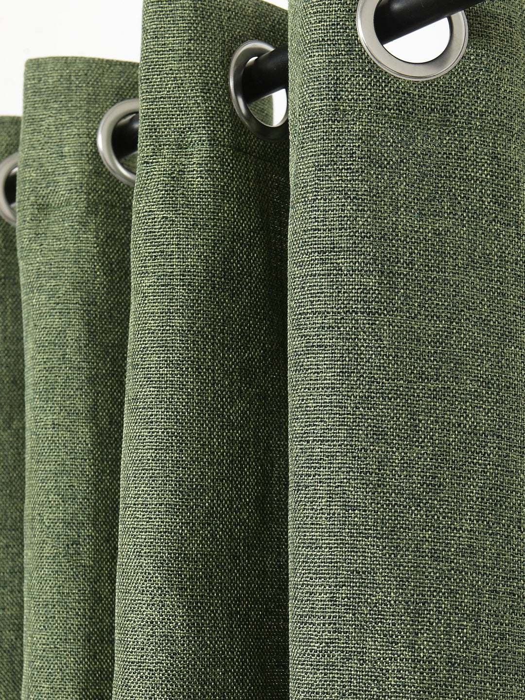 Soumya Premium Jute Finish Solid Green Color Curtain, Pack of 1