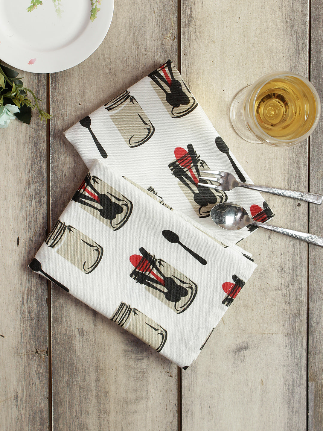 Pure Cotton Printed Beige Color Table Napkin, Pack of 6