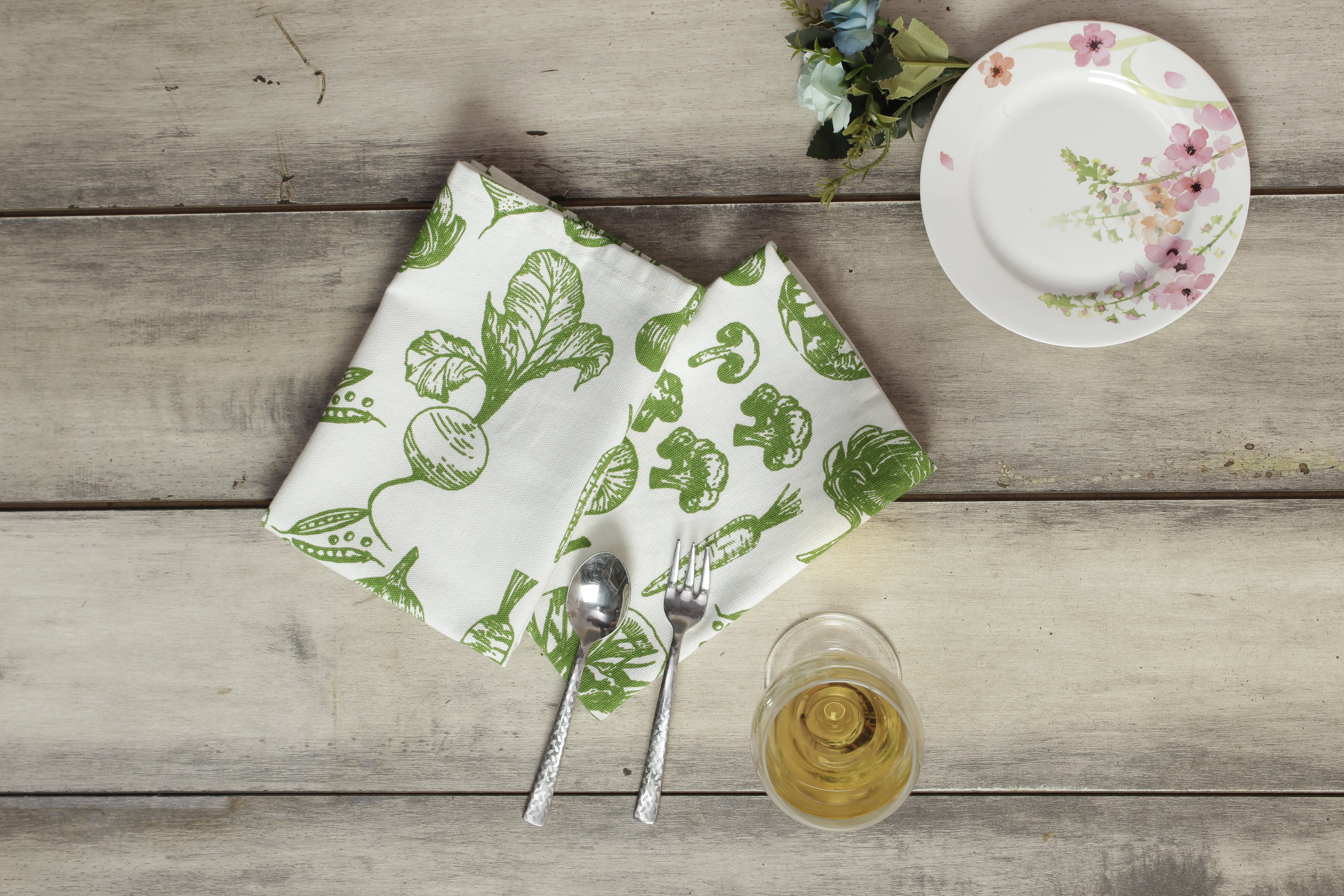 Pure Cotton Printed Green Color Table Napkin, Pack of 6