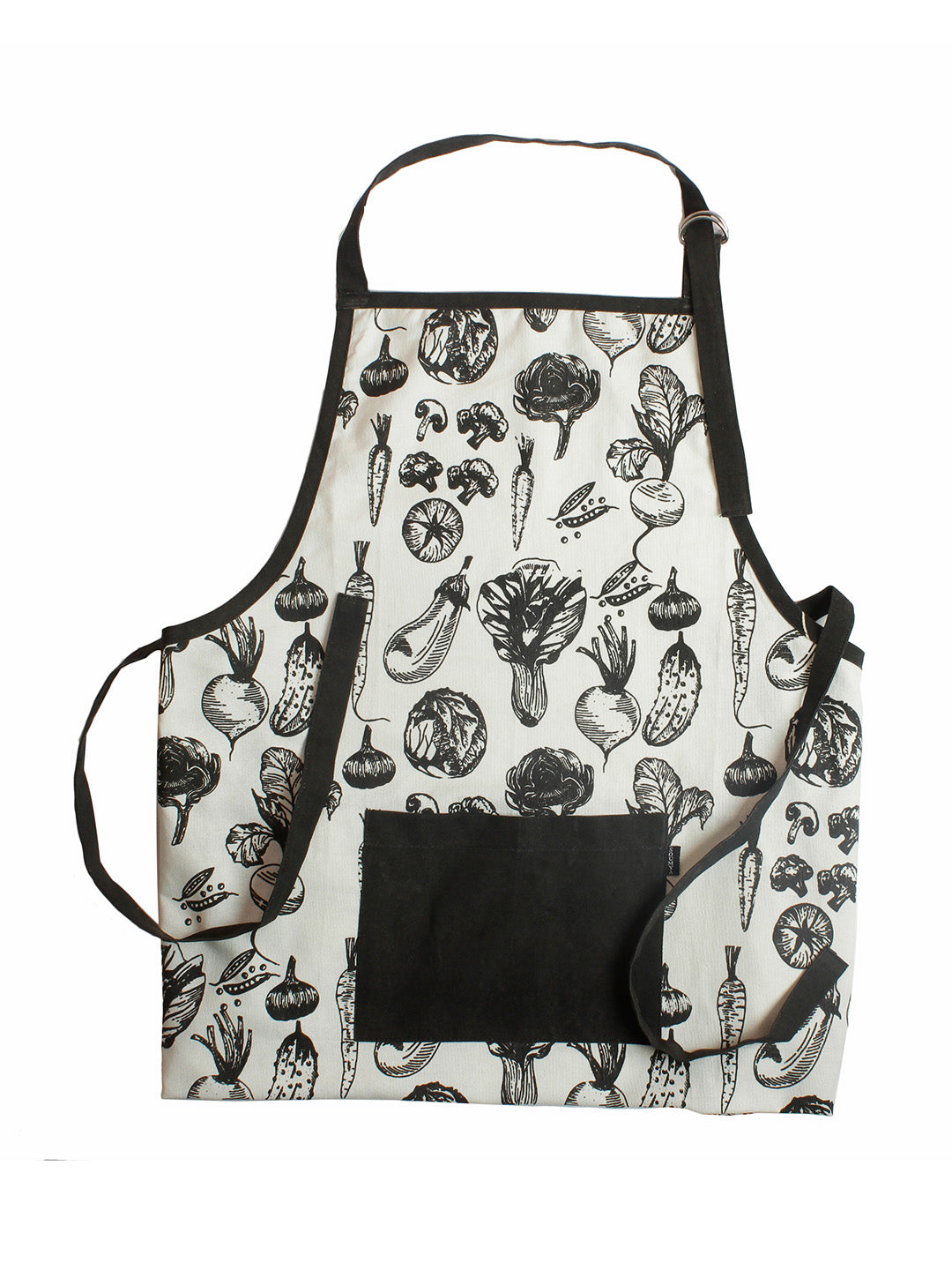 Cotton Printed Kitchen Apron with Front Pocket Black Color Apron, 1 pcs Apron