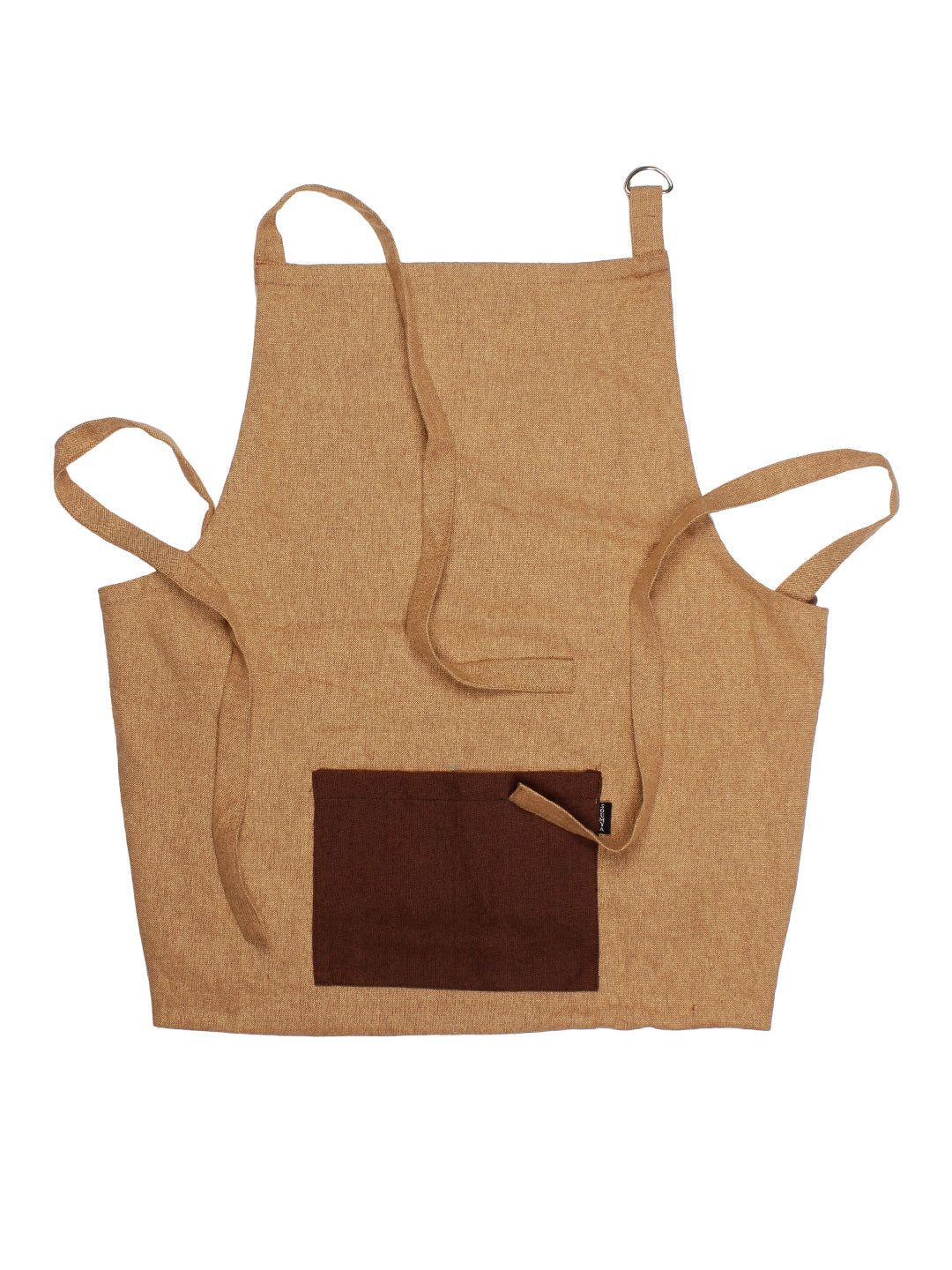 Premium Cotton Solid Kitchen Apron with Front Pocket Beige Color Apron, 1 pcs Apron