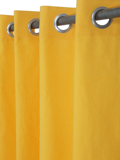 Soumya 100% Cotton Solid Yellow Eyelet Curtain, Pack of 1