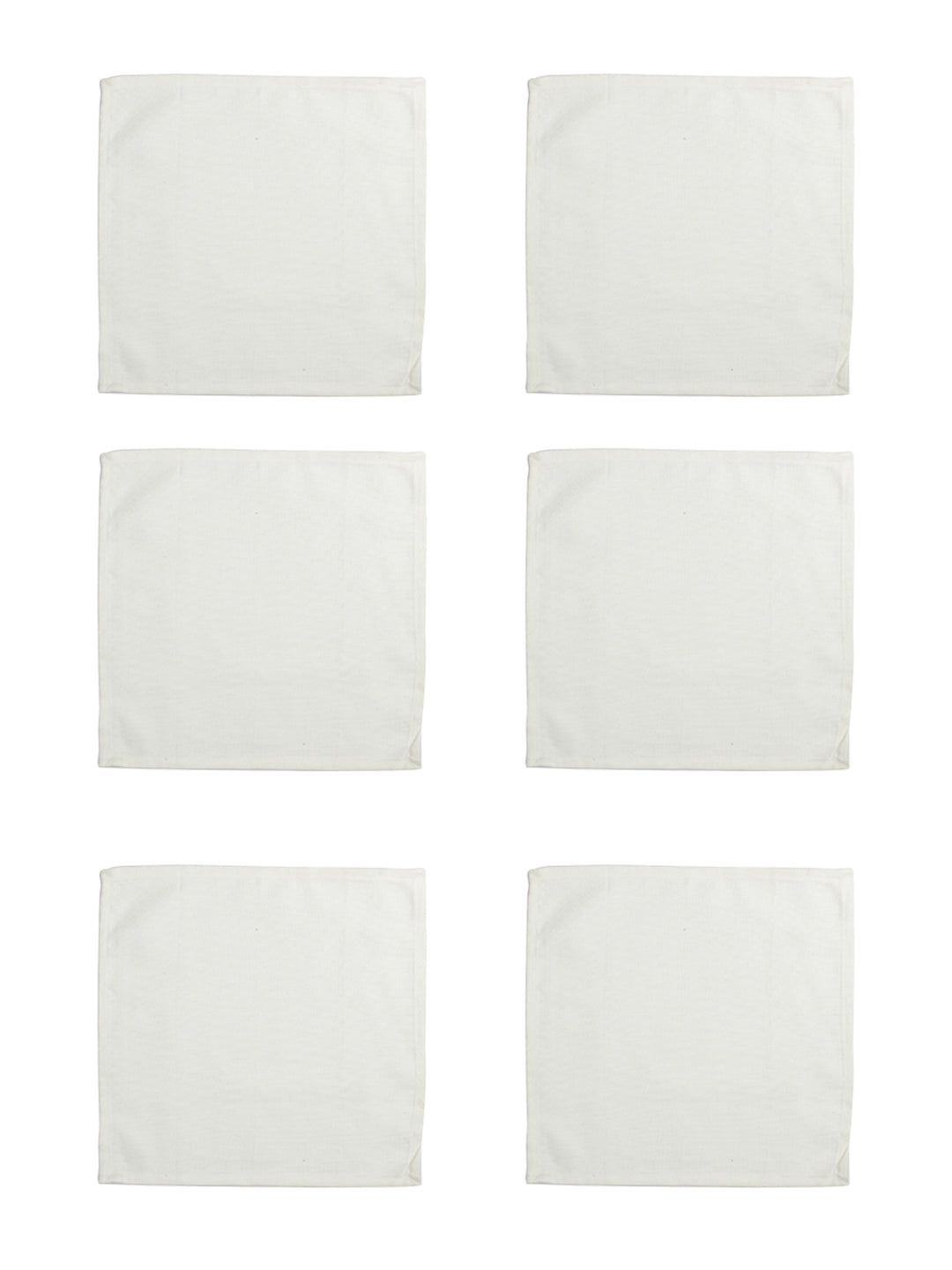 Solid Cotton Off White Color Table Napkin, 6pc Napkin Set